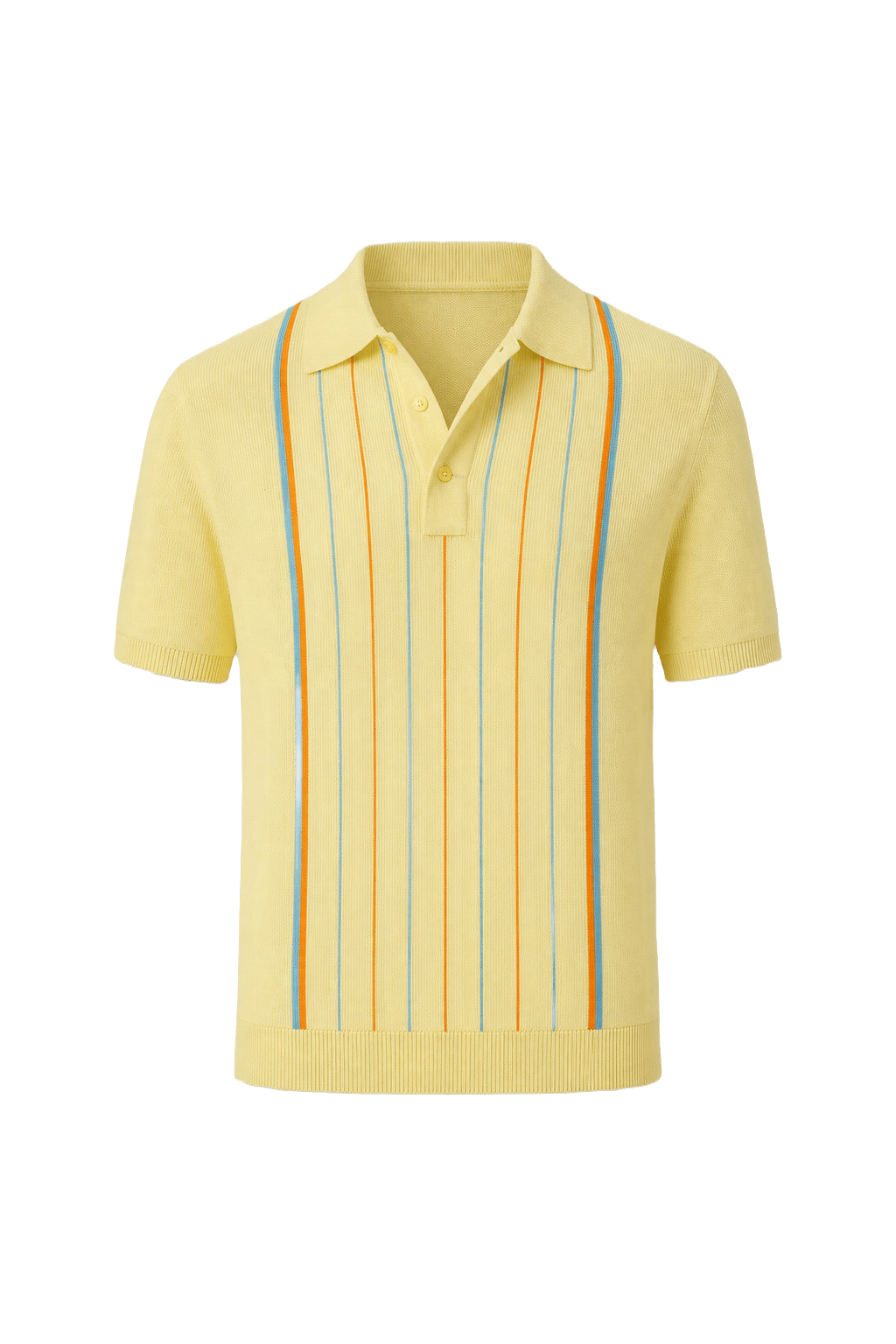 1960s Yellow Polyester Blend Polo - Front View