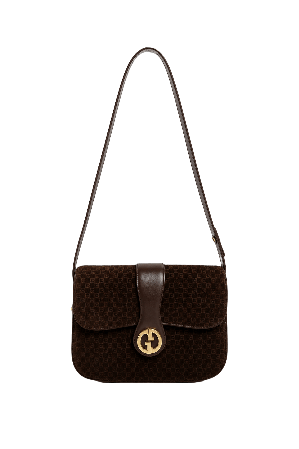 1980s Dark Brown Suede Bag - Front View