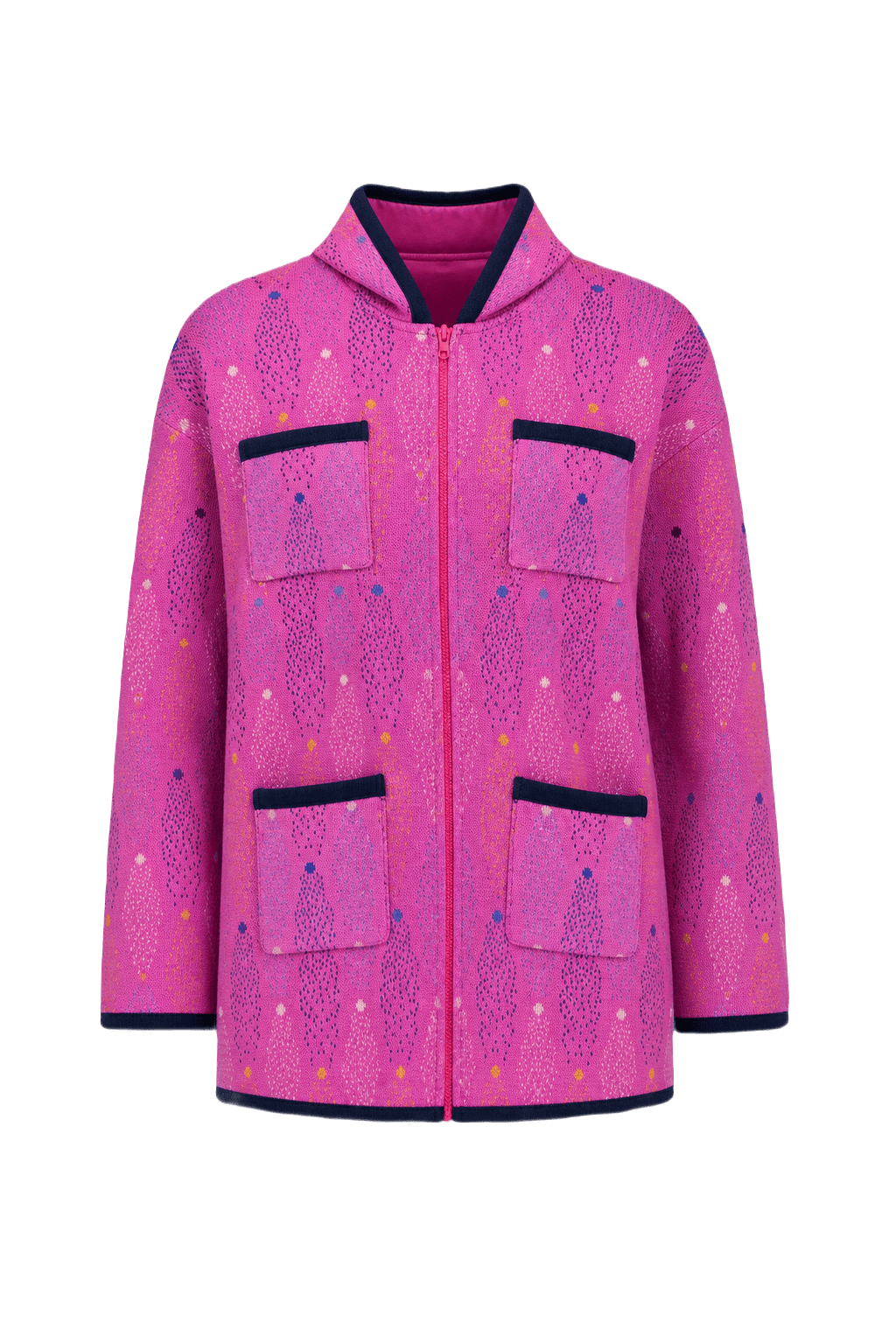 1980s Pink Woven Polyester Jacket - Front View