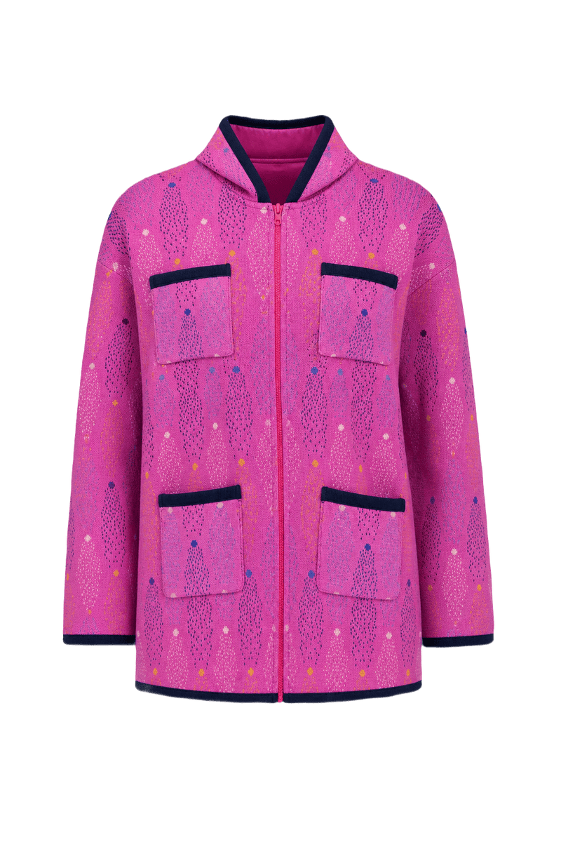 1980s Pink Woven Polyester Jacket - Front View