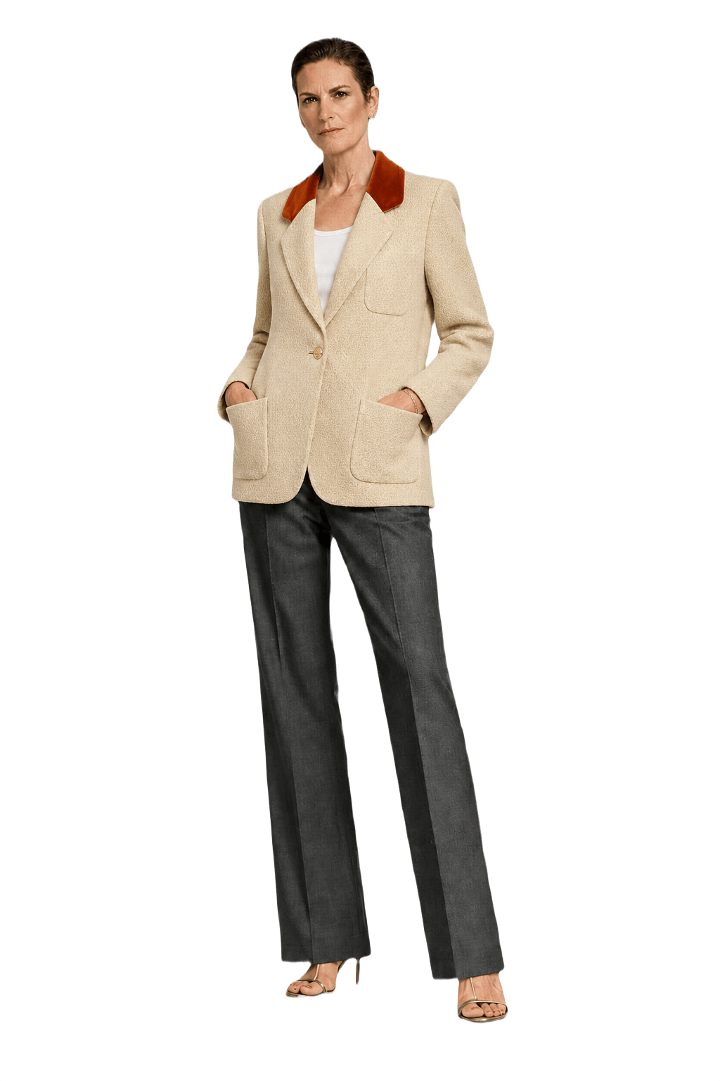 1990s Cream Wool Blend Blazer - Model