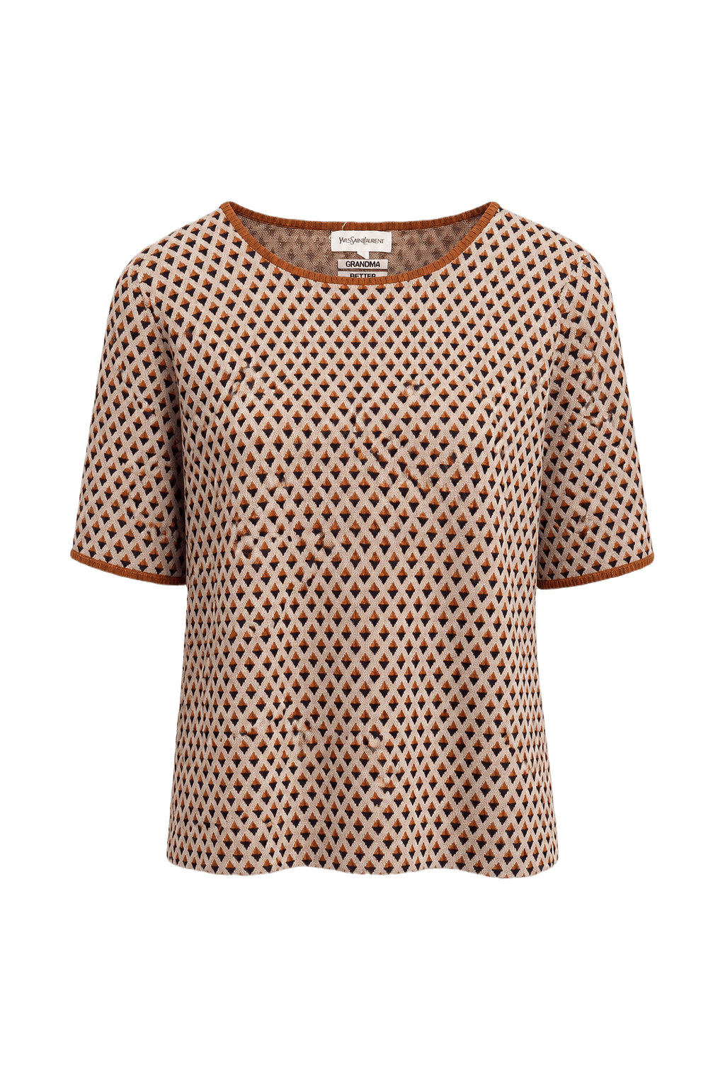 1980s Brown Polyester Blouse - Front View
