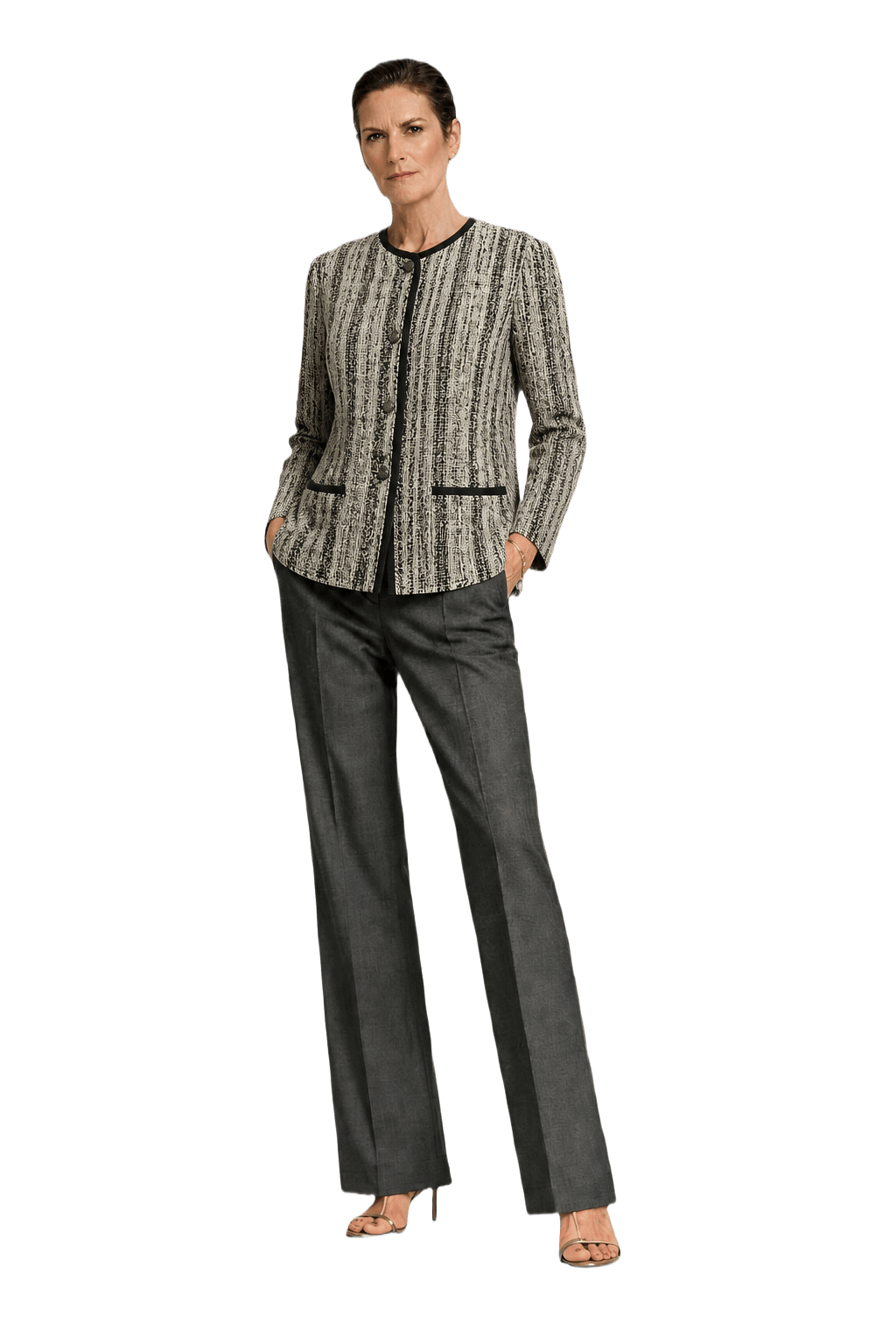 1990s Black and White Wool Blend Blazer - Model