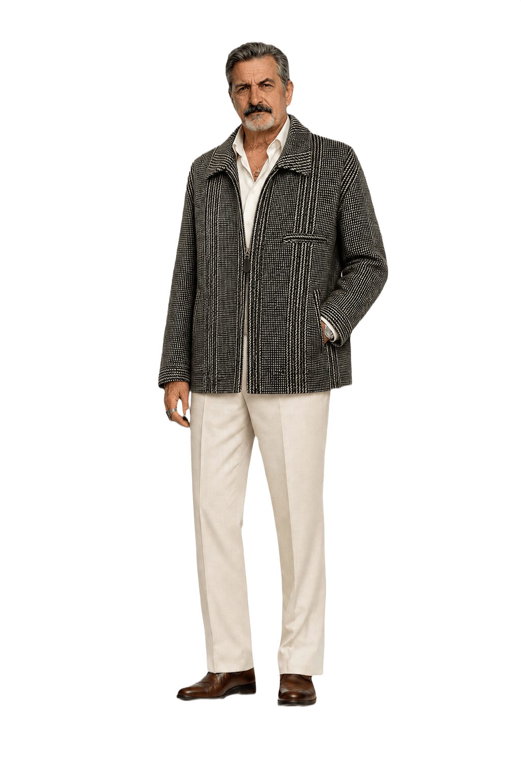 1980s Brown Wool Blend Jacket - Model