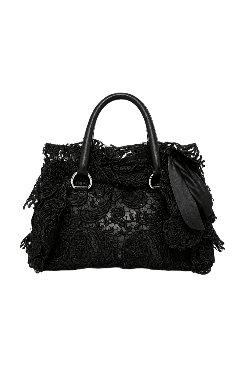 1990s Black Lace Bag - Front View