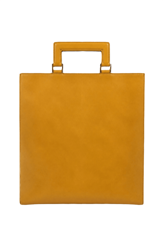 1990s Mustard Yellow Leather Bag - Front View
