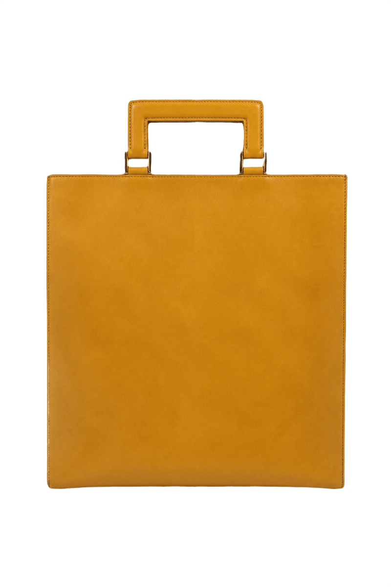 1990s Mustard Yellow Leather Bag - Front View