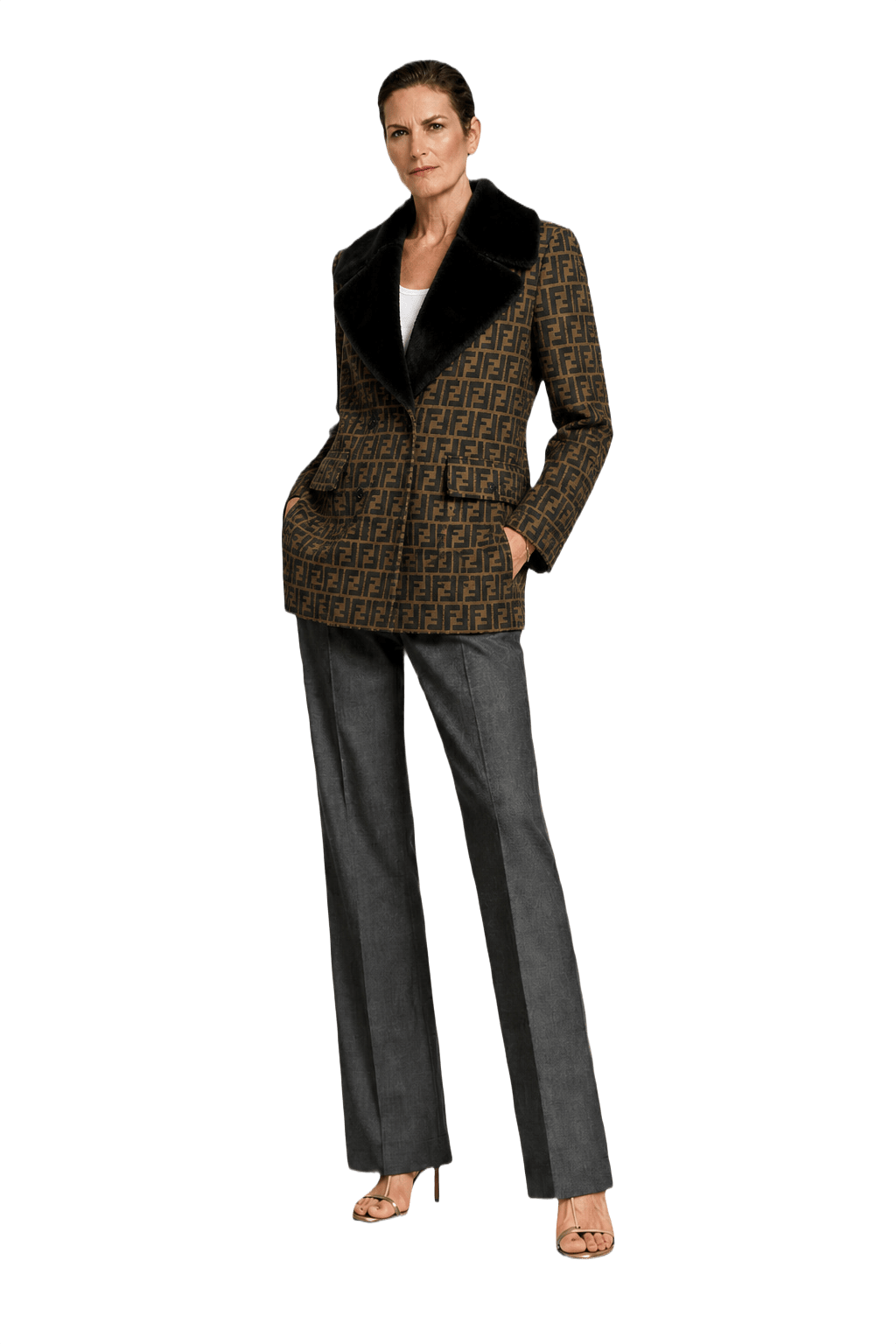 1990s Tan Polyester Jacket - Model