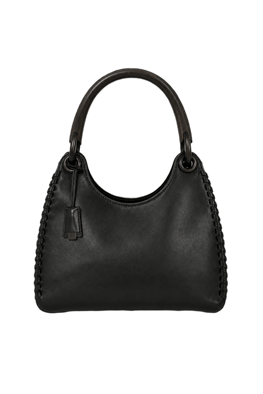 1990s Black Leather Bag - Front View