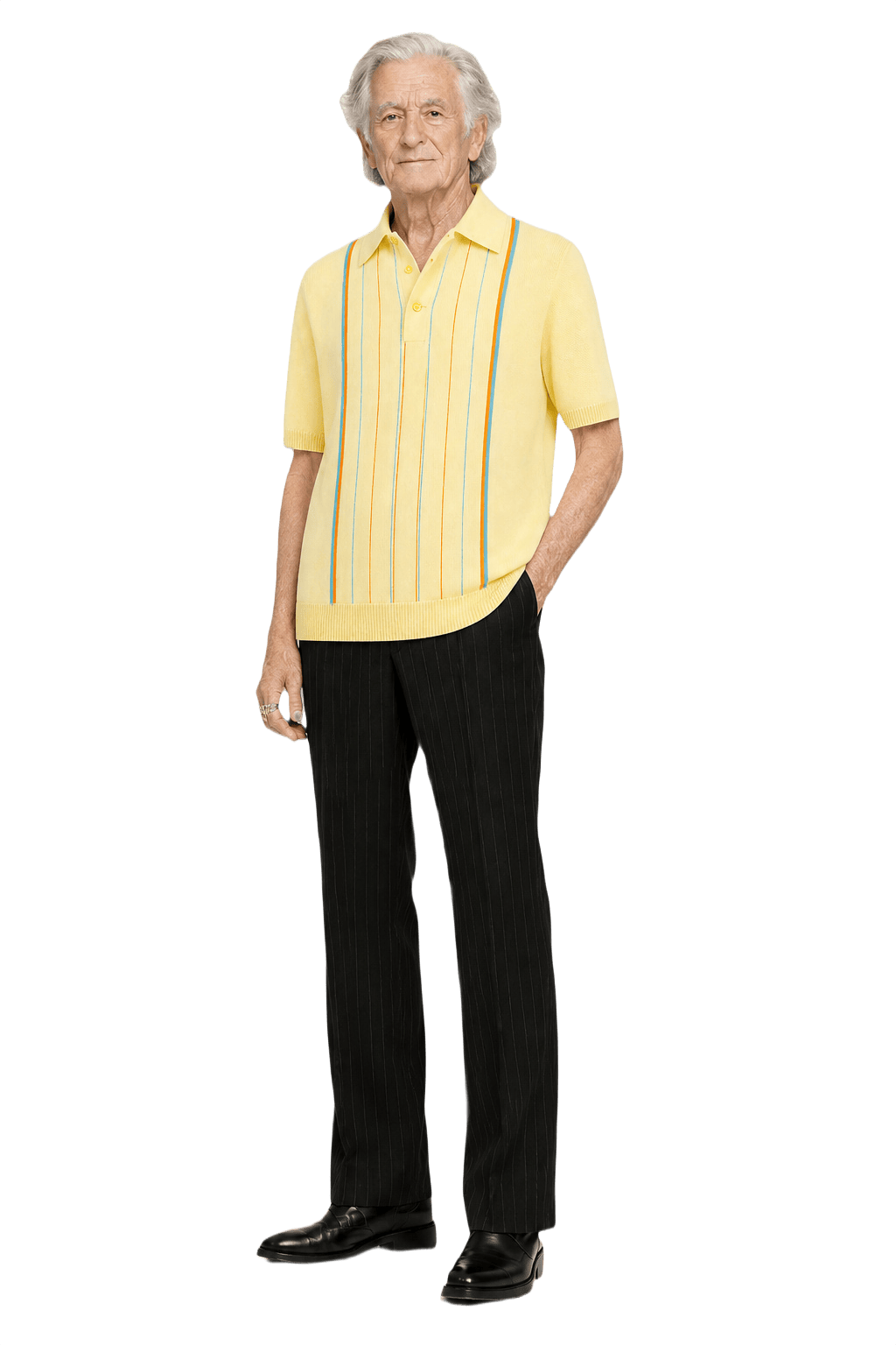 1970s Light Yellow Cotton Blend Polo - Model