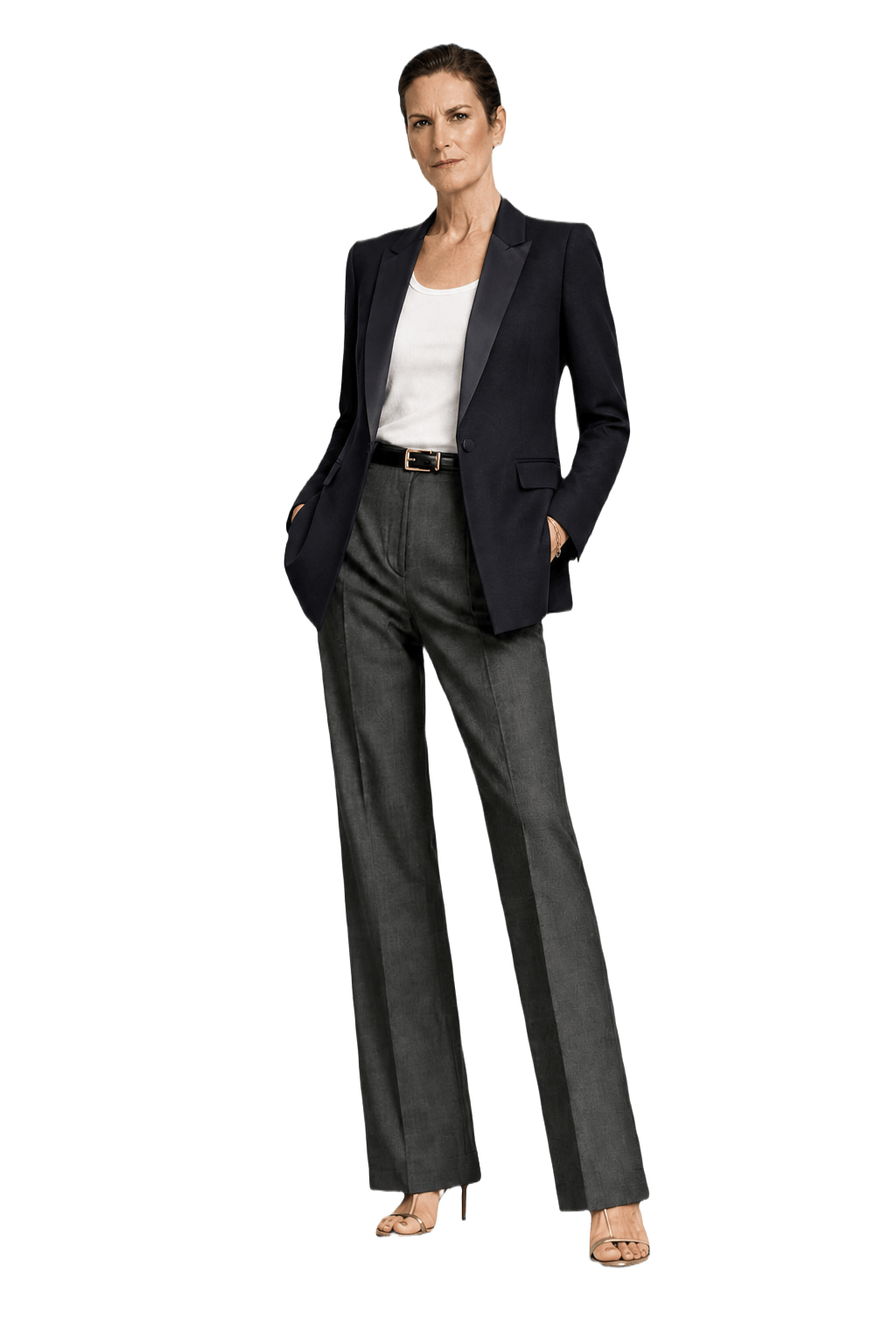 1990s Navy Blue Polyester Blazer - Model