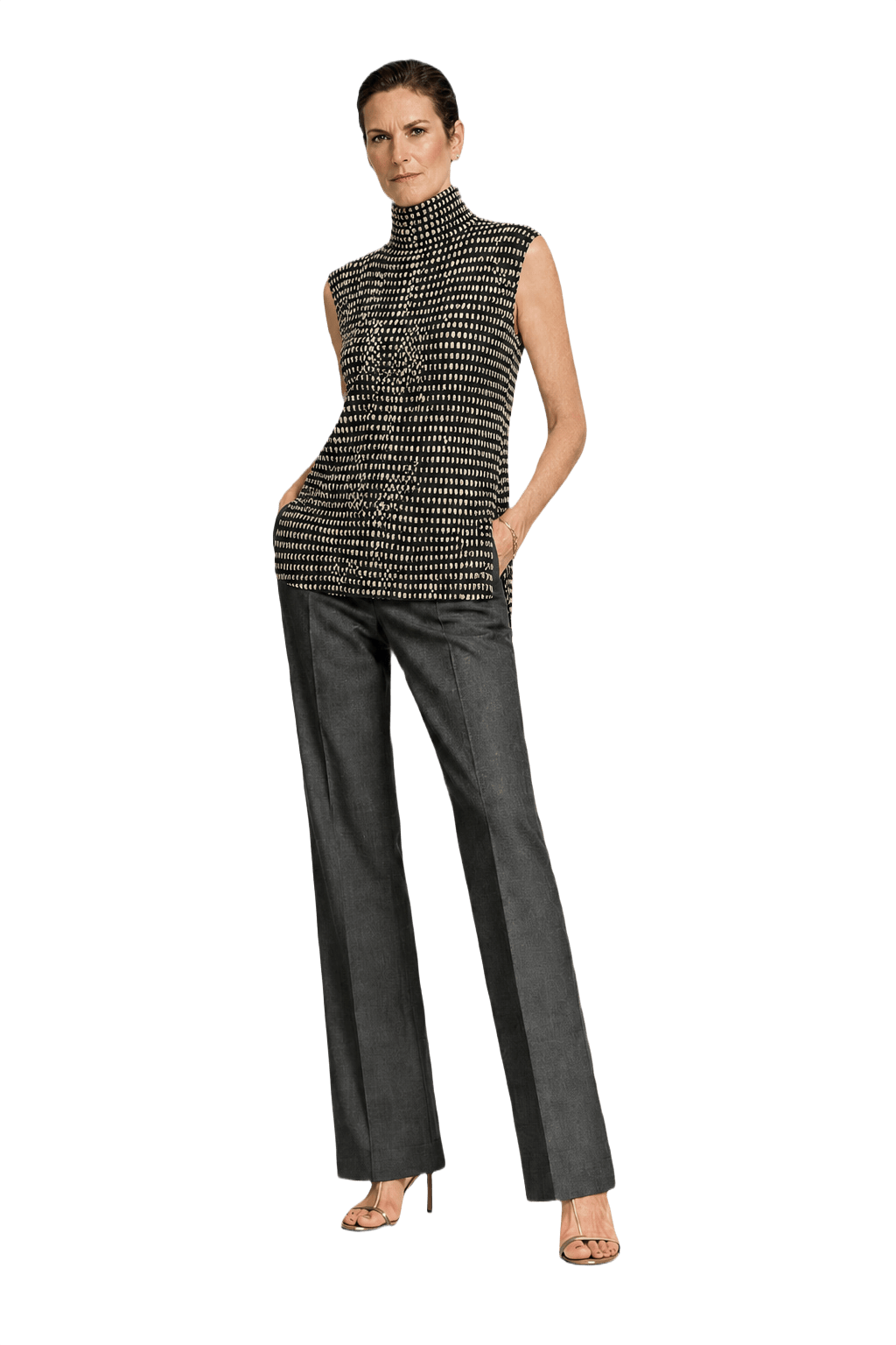 1990s Black Polyester Blouse - Model