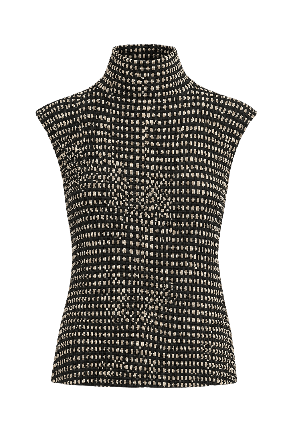 1990s Black Polyester Blouse - Front View