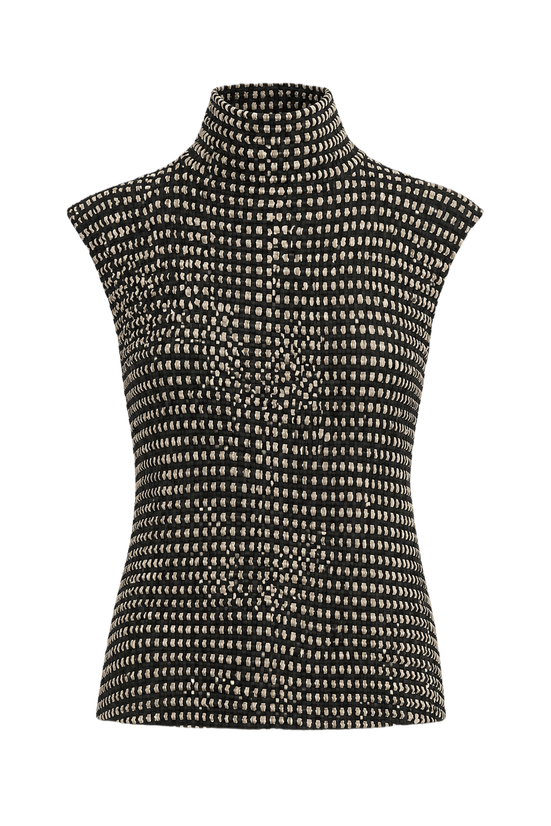 1990s Black Polyester Blouse - Front View