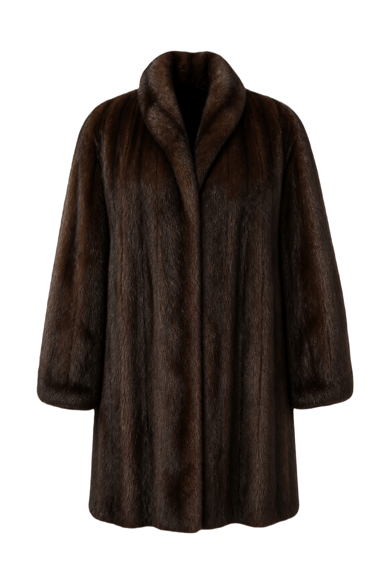 1980s Dark Brown Mink Fur Coat - Front View