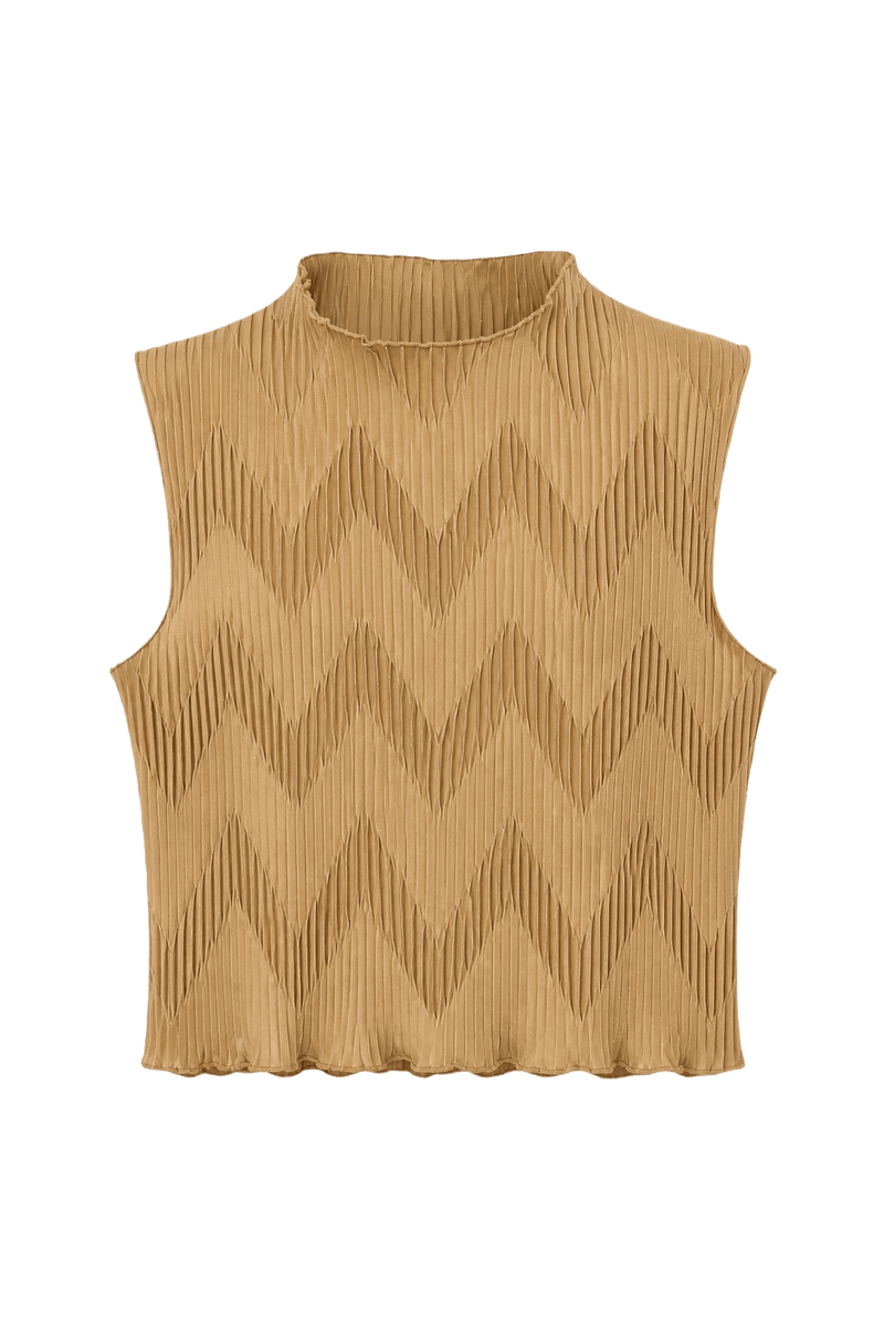 1990s Beige Polyester Blouse - Front View
