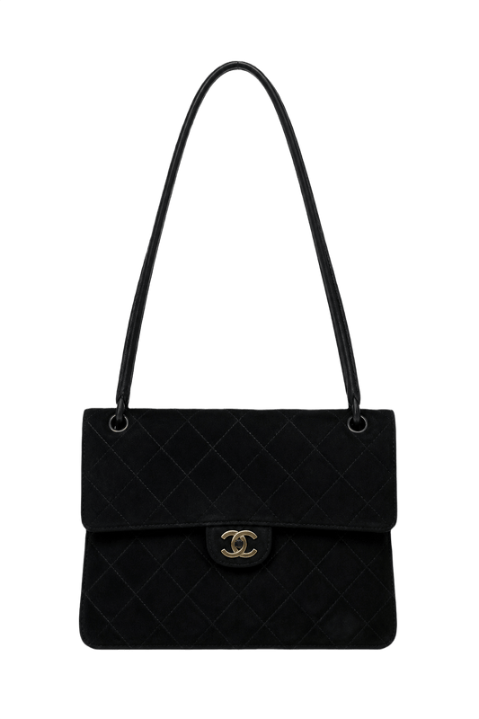 1990s Black Leather Bag - Front View