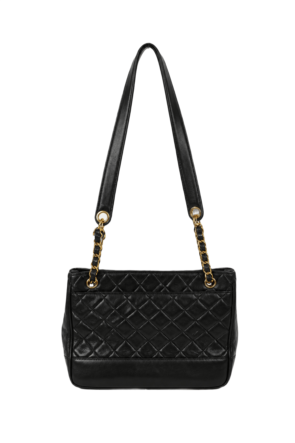 1990s Black Leather Handbag - Front View