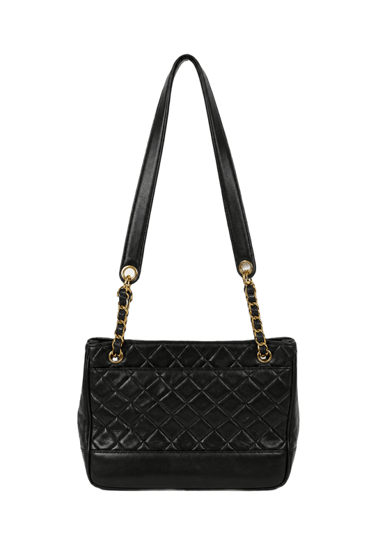 1990s Black Leather Handbag - Front View