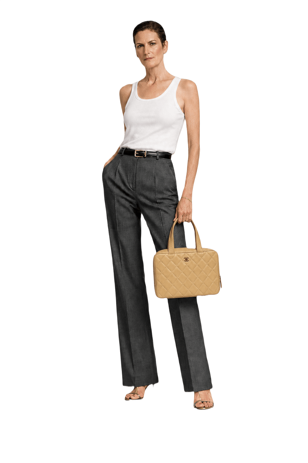 1990s Beige Leather Handbag - Model