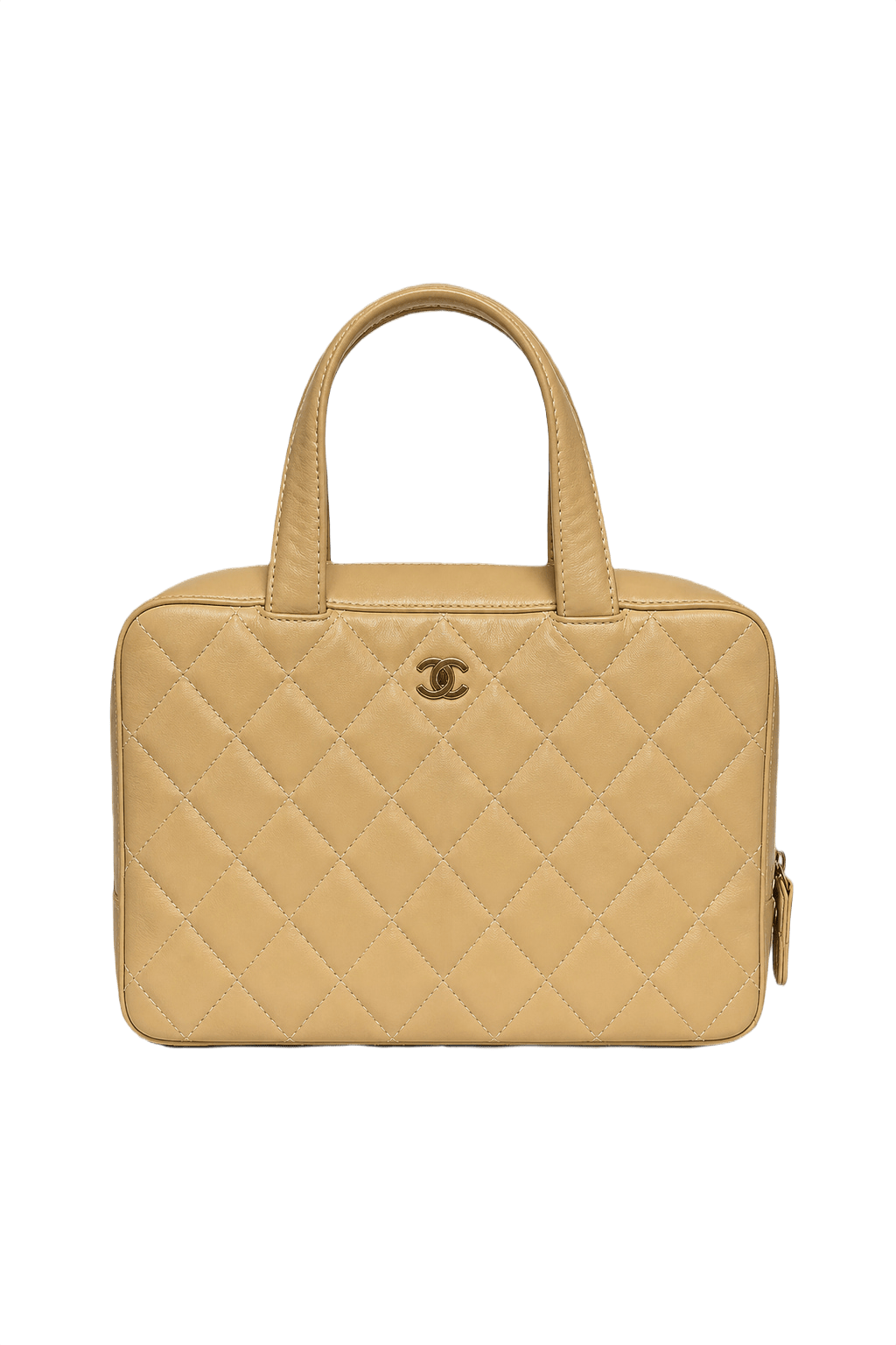 1990s Beige Leather Handbag - Front View