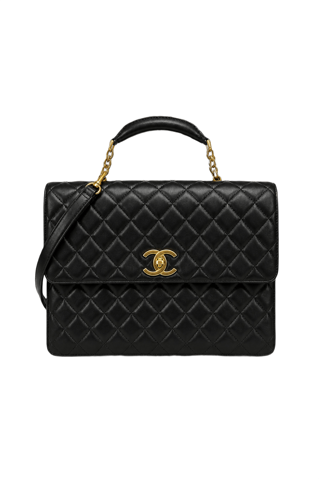 1990s Black Leather Bag - Front View