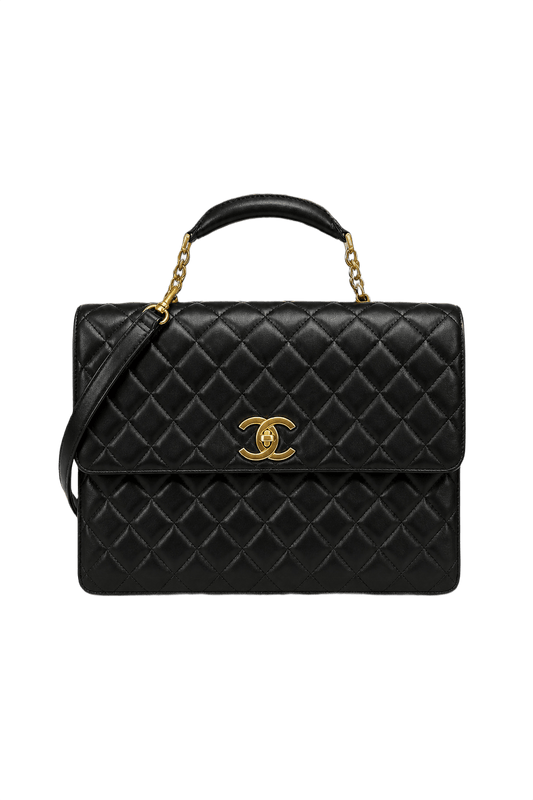 1990s Black Leather Bag - Front View