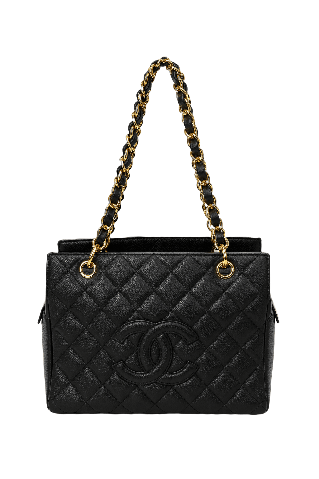1990s Black Leather Handbag - Front View