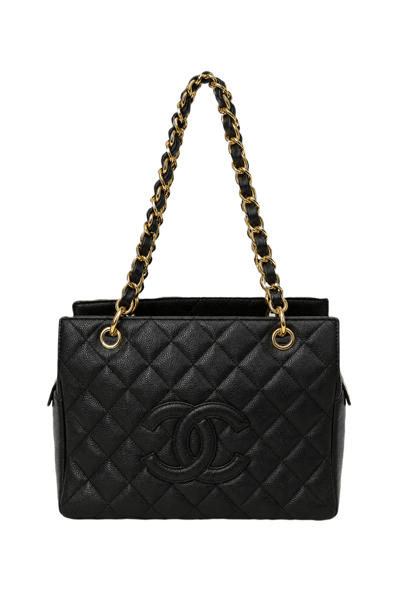 1990s Black Leather Handbag - Front View