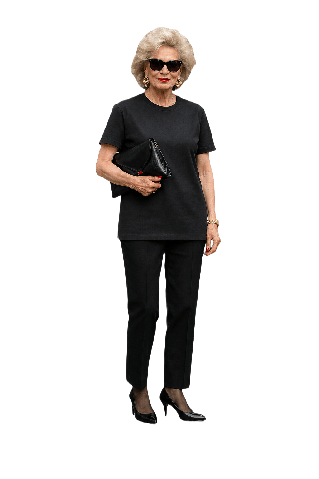 1960s Black Cotton T-Shirt - Model