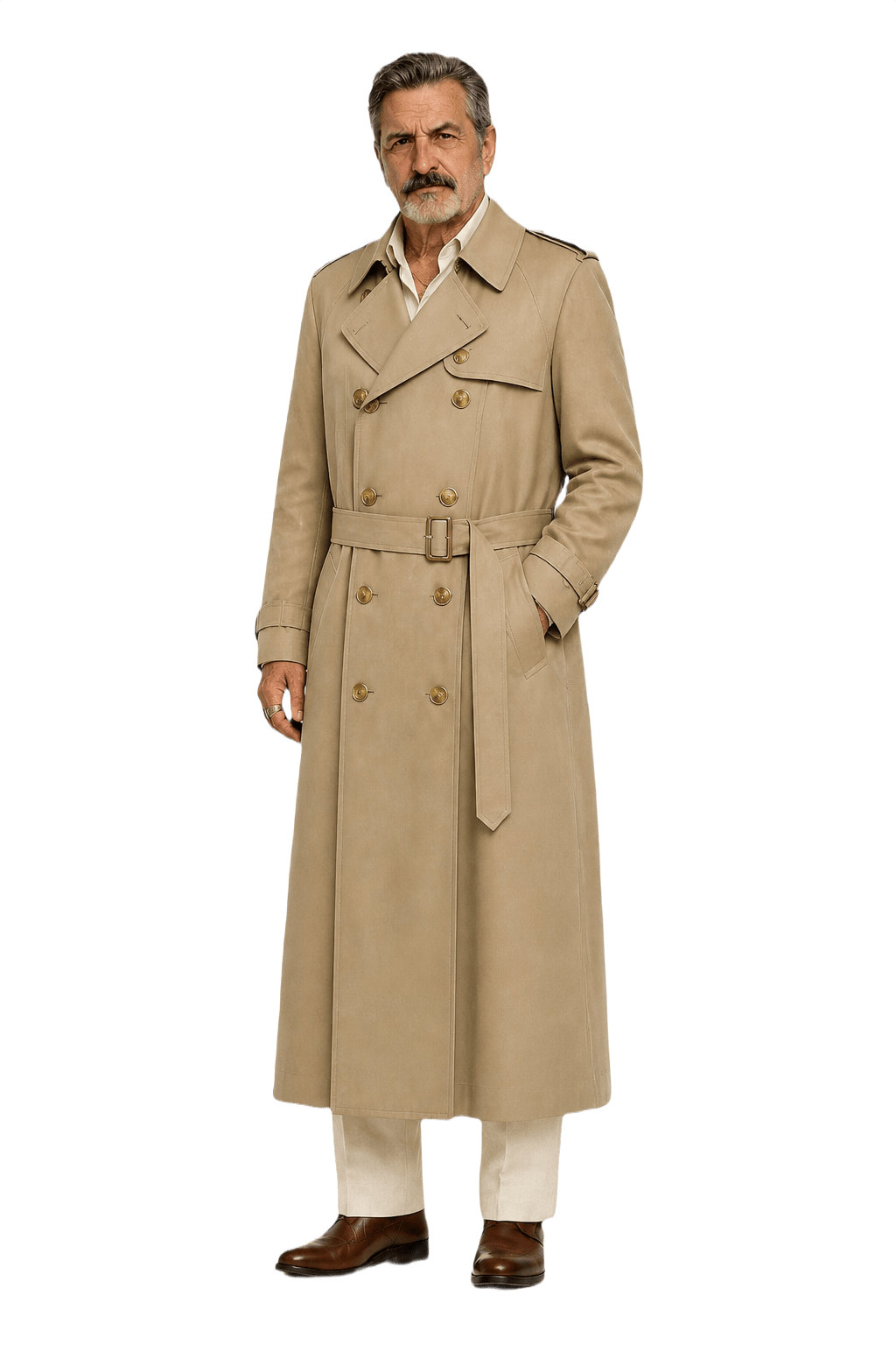 1980s Beige Cotton Trench Coat - Model