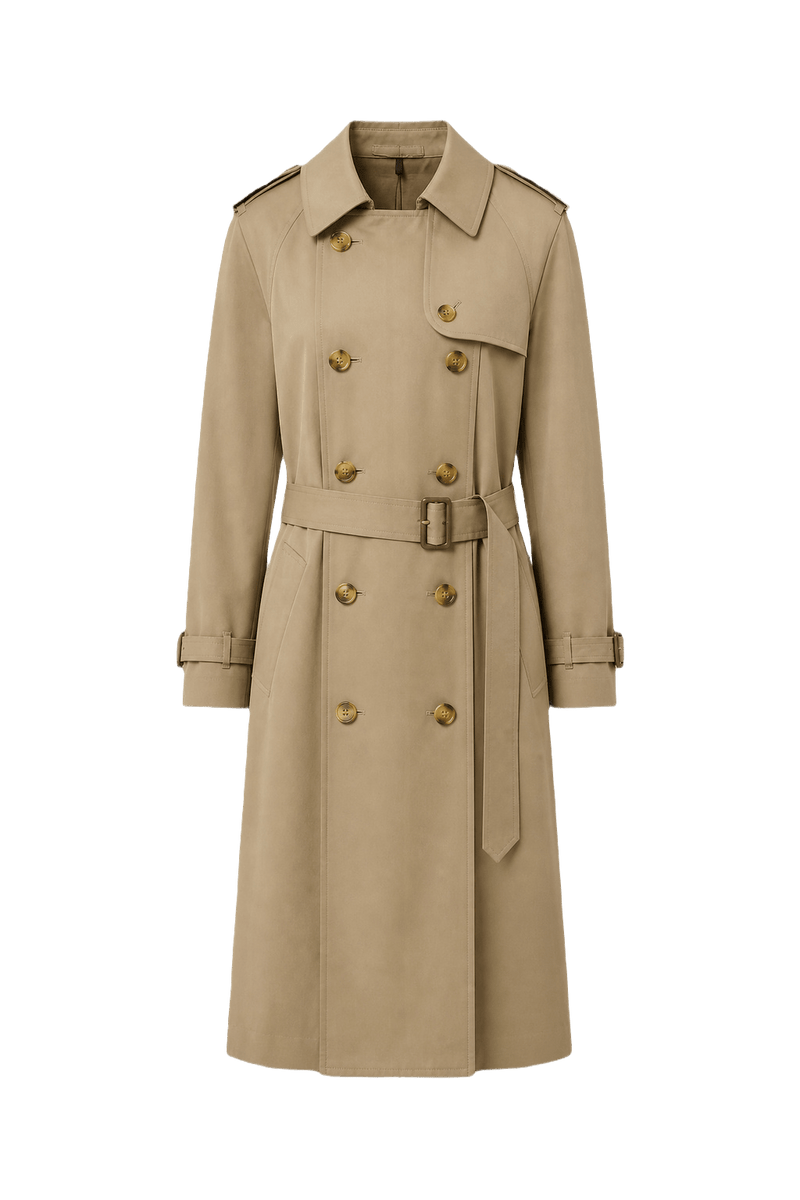 1980s Beige Cotton Trench Coat - Front View