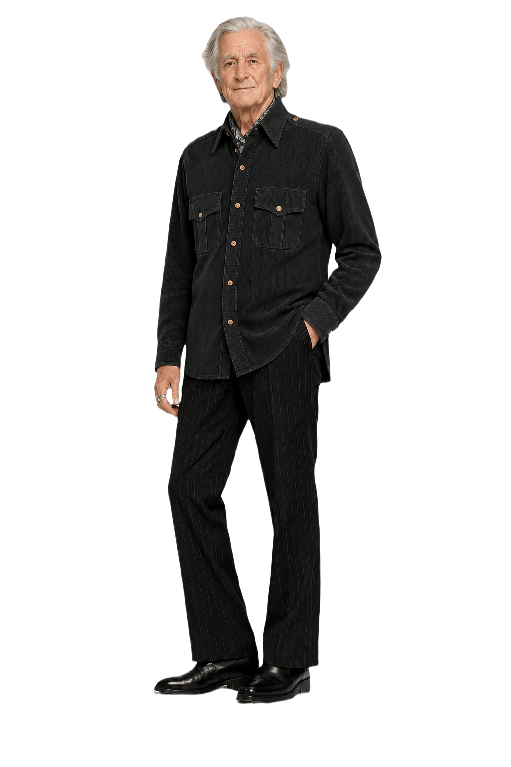 1970s Navy Blue Cotton Shirt - Model