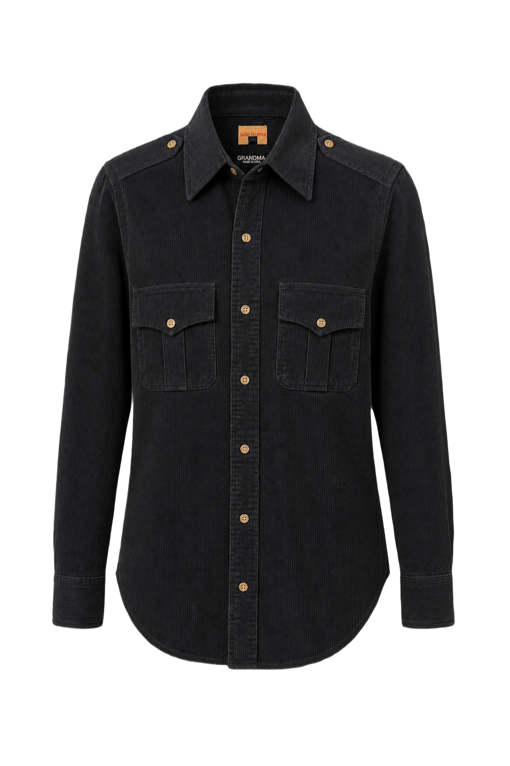 1970s Navy Blue Cotton Shirt - Front View