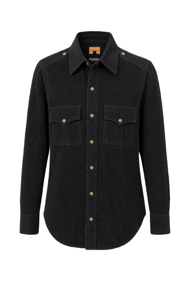 1970s Navy Blue Cotton Shirt - Front View