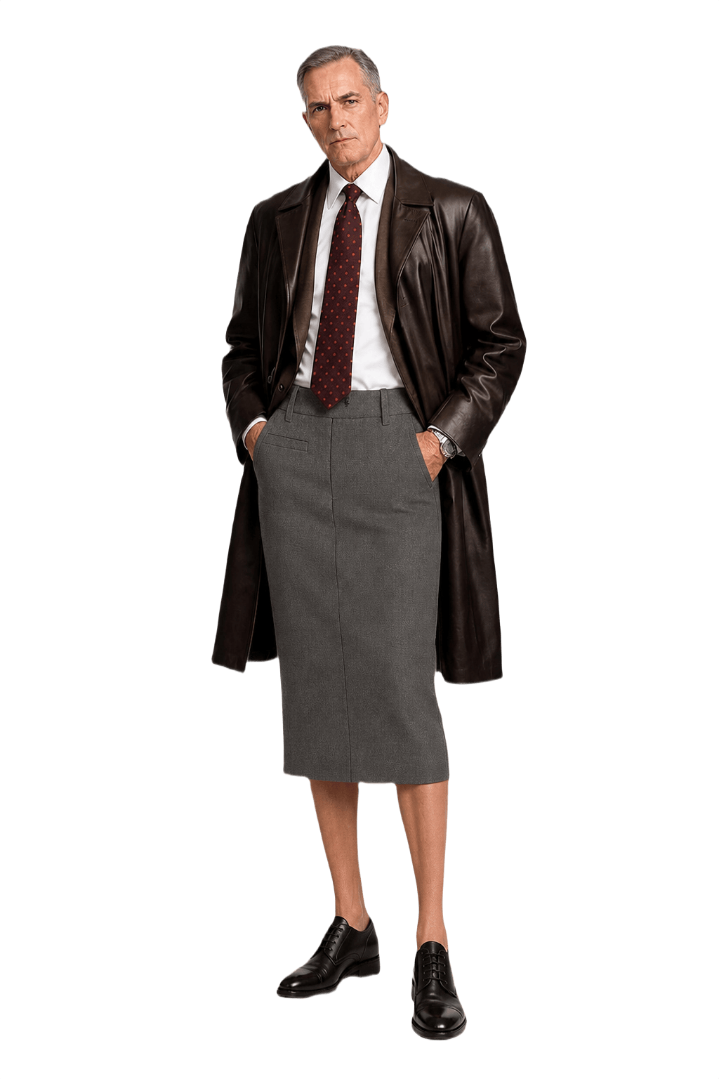 1990s Charcoal Grey Wool Skirt - Model