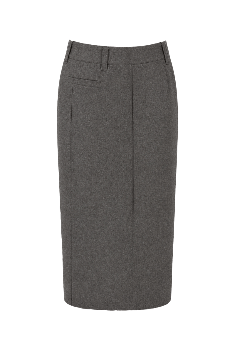 1990s Charcoal Grey Wool Skirt - Front View