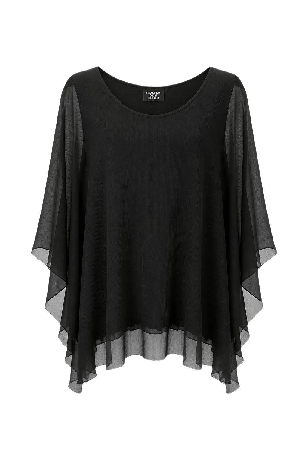 1960s Black Chiffon Blouse - Front View