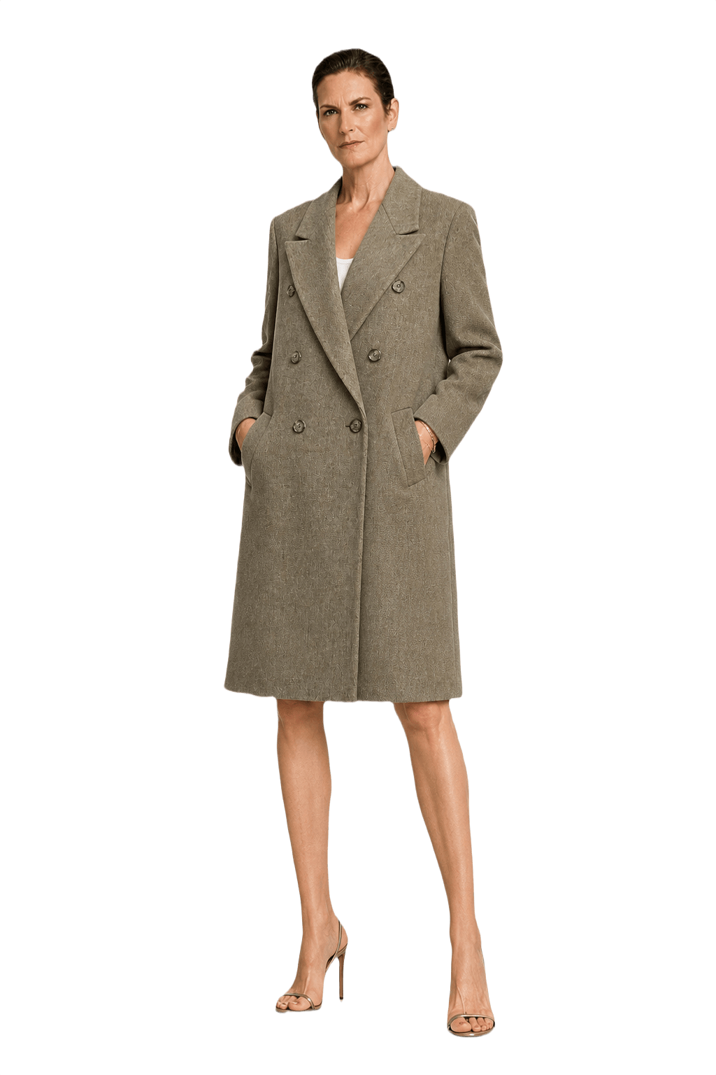 1990s Tan Wool Coat - Model