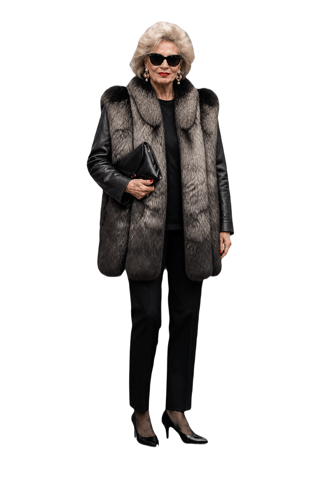 1980s Dark Grey Fur Coat - Model