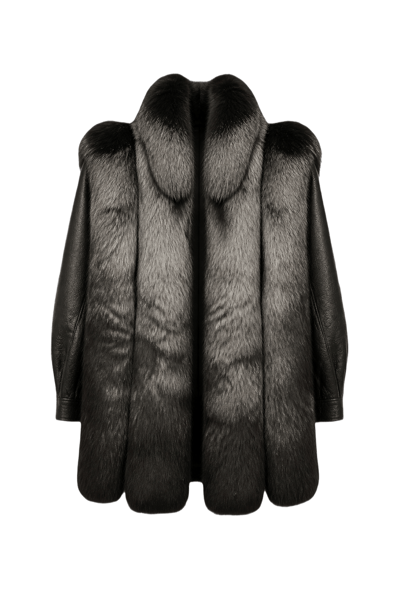 1980s Dark Grey Fur Coat - Front View