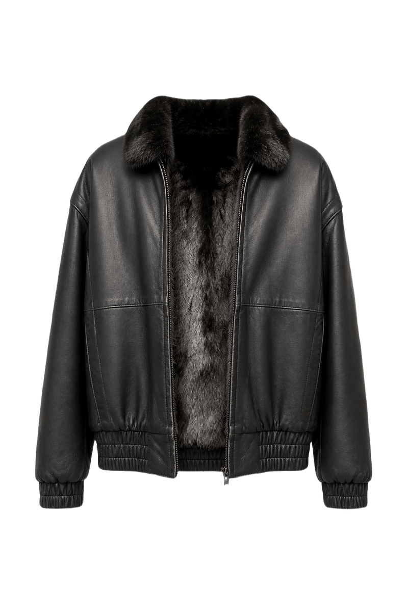 1980s Black Leather Jacket - Front View