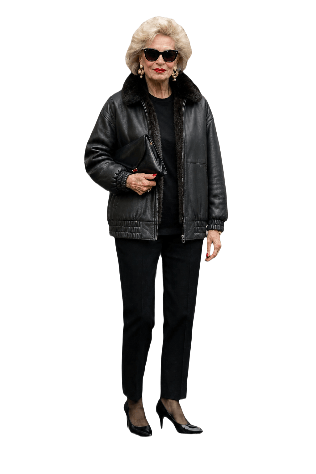 1980s Black Leather Jacket - Model