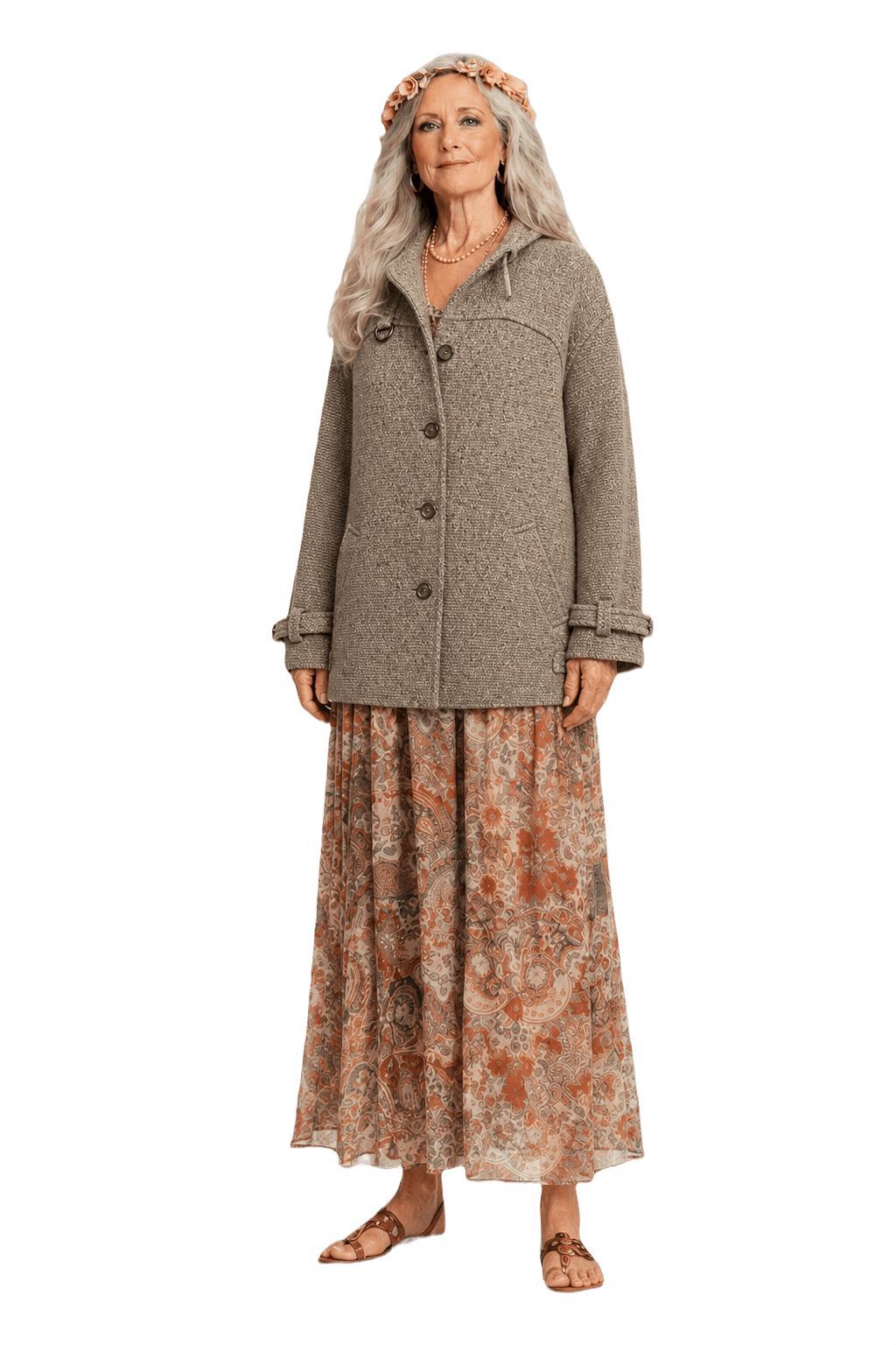 1970s Beige Wool Blend Jacket - Model