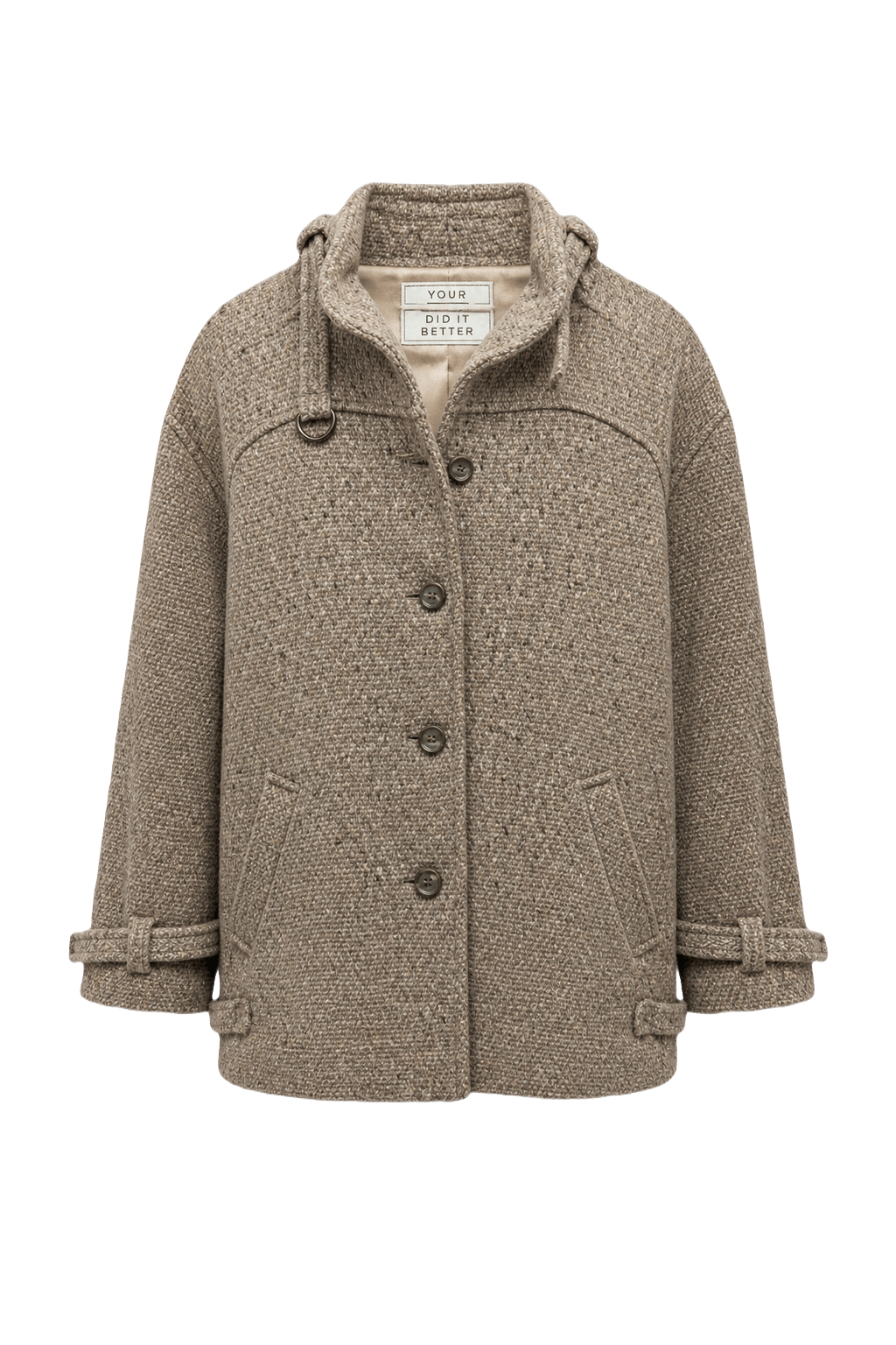 1970s Beige Wool Blend Jacket - Front View