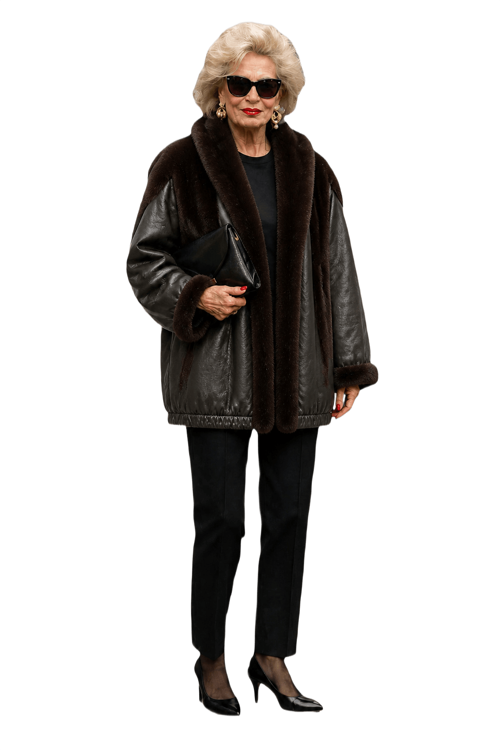 1980s Brown Fur Fur Coat - Model