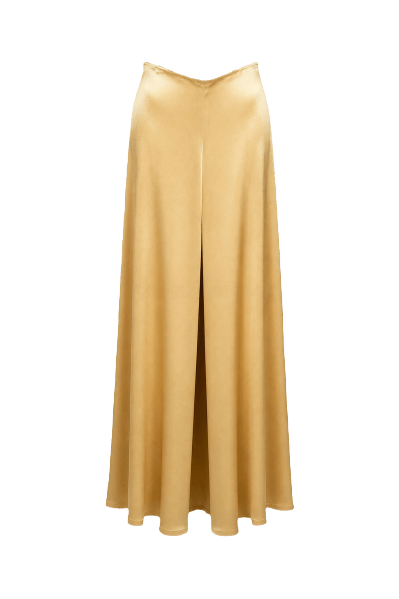 1970s Champagne Satin Pants - Front View