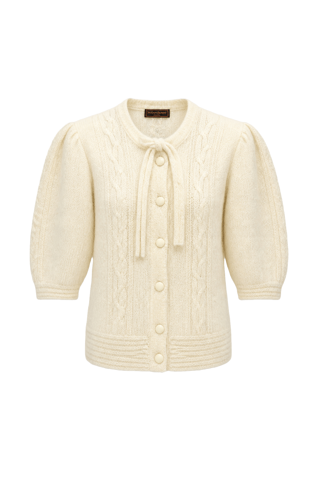 1970s Cream White Mohair Cardigan - Front View