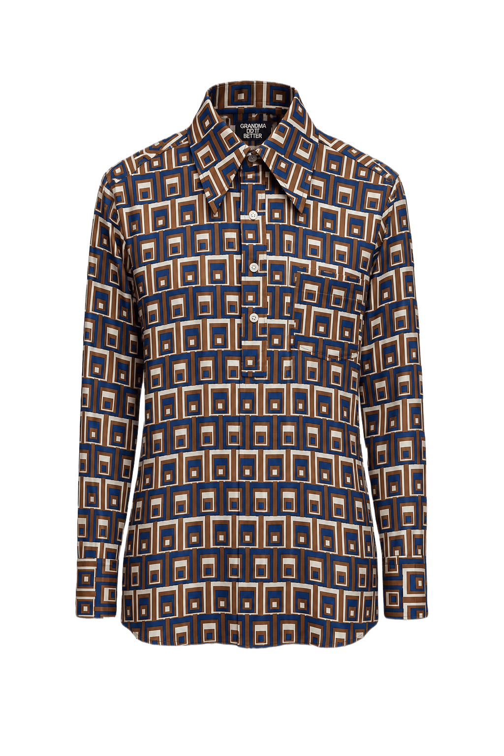 1970s Brown Polyester Shirt - Front View