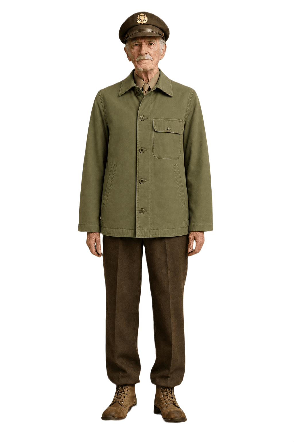 1960s Olive Green Cotton Jacket - Model
